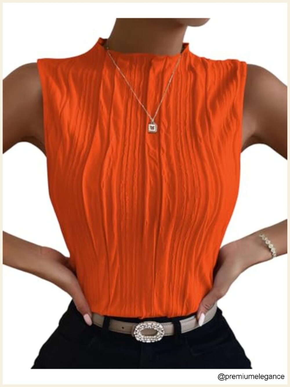 Womens Sleeveless Mock Neck Tank Top Textured Slim Fit Racerback Blouse